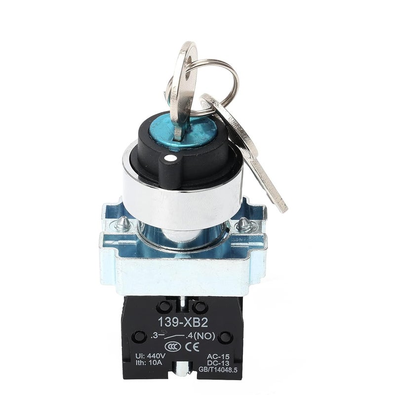 STARELO 22mm Key Switch 2 Position Maintained 1NO Latching Rotary Key Switch 10A 440V XB2-10Y/21.(2 Position Maintained) - Image 4
